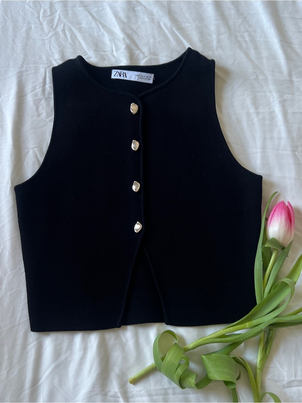 Zara Black Button-FrontTop